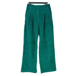 Farm Rio Pleated Corduroy Pants Emerald Green Size Small Pre-Loved